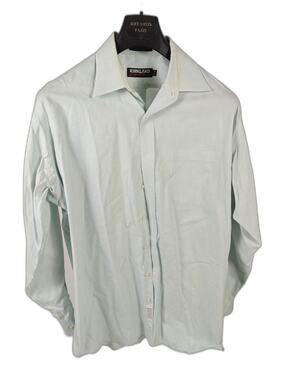 Men’s Kirkland Signature Dress Shirt Mint Green 17.5 36 Non-Iron Cotton